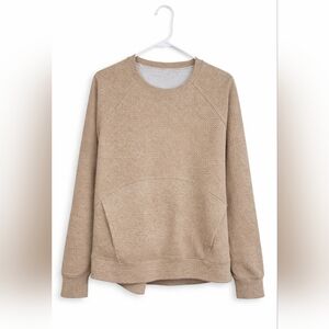 Lululemon Reversible Crew Sweatshirt Gray Beige Textured Athleisure Pullover Siz